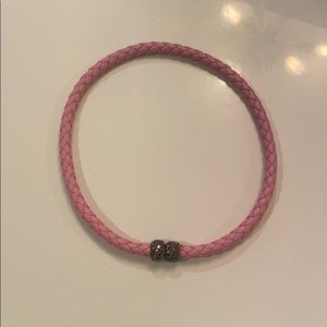 Pink choker with metal studded magnetic clasp